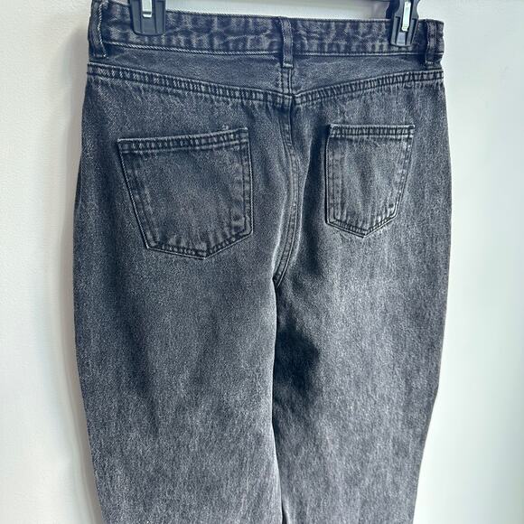 12th Tribe Sz 28 Black Boyfriend Straight Jeans Crossover Button High Rise - Picture 11 of 12